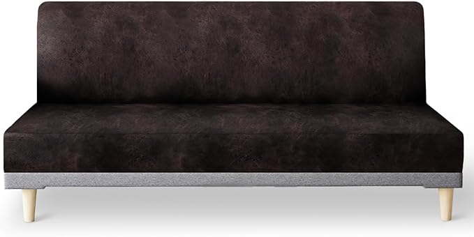 molasofa Leather Like Stretch Futon Slipcover Armless Futon Bed Sofa Cover by Molasofa
