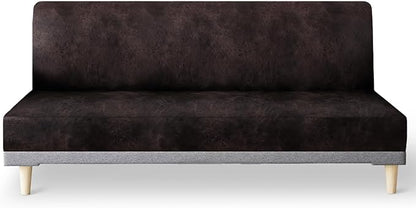 molasofa Leather Like Stretch Futon Slipcover Armless Futon Bed Sofa Cover by Molasofa