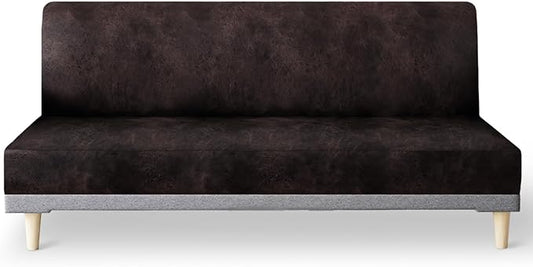 molasofa Leather Like Stretch Futon Slipcover Armless Futon Bed Sofa Cover by Molasofa