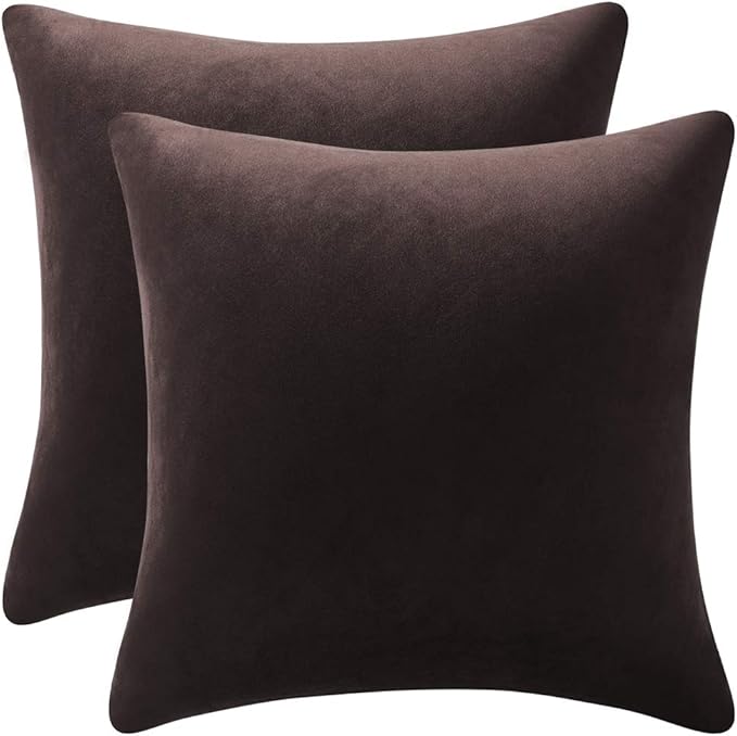 Decorative Pillow Cases 16x16 Chocolate Brown: 2 Pack Cozy Soft polyester by DEZENE