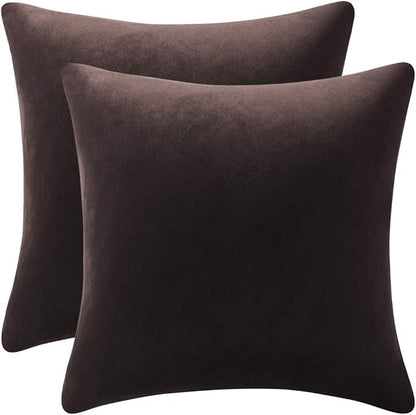 Decorative Pillow Cases 16x16 Chocolate Brown: 2 Pack Cozy Soft polyester by DEZENE