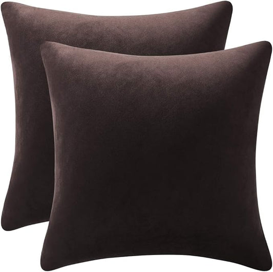 Decorative Pillow Cases 16x16 Chocolate Brown: 2 Pack Cozy Soft polyester by DEZENE