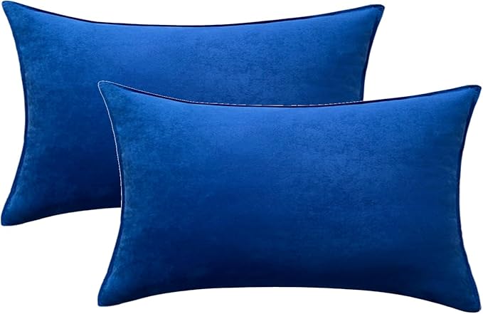 Fancy Homi 2 Packs Royal Blue Long Lumbar Decorative Throw Pillow Covers 14x24 by Fancy+Homi