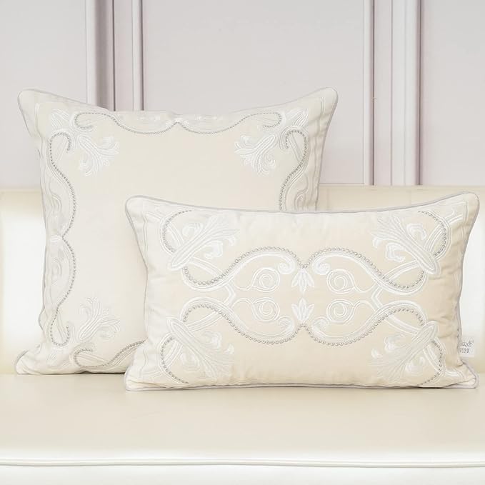 Aeckself European Floral Pillow Cover 18x18 Inch, Luxury Velvet Embroidered - Image 7