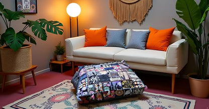 CRAFT KALA Indian Square Patchwork Traditional Pouf Cover Indian Living Room - Image 3