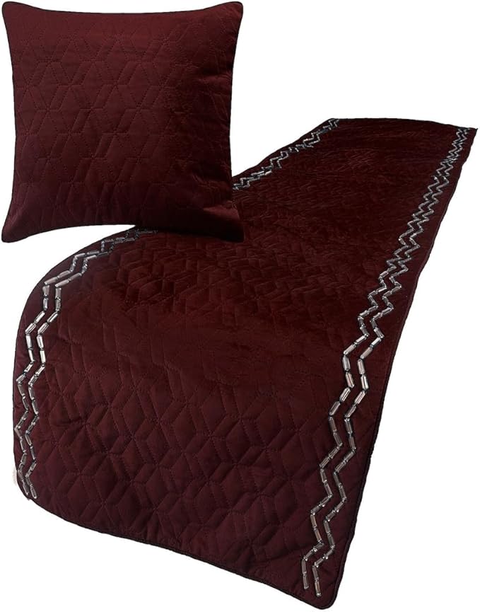 The HomeCentric King Queen Twin Deep Wine Decorative Twin 53"x18" Bed Runner by TheHomeCentric