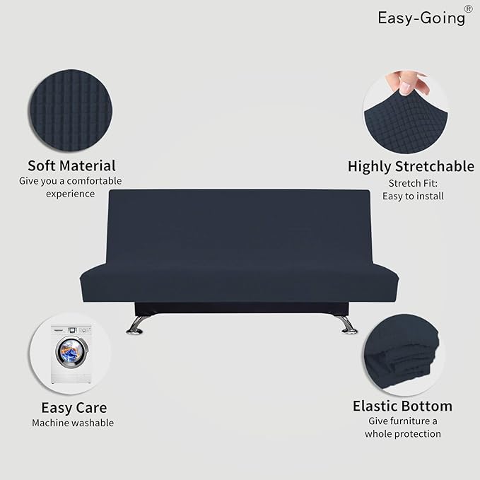 Easy-Going Stretch Futon Slipcover Armless Futon Bed Cover Furniture Protector - Image 3