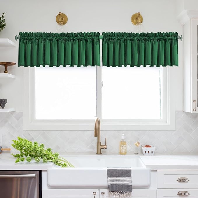 Hunter Green Valance for Bedroom Living Room Curtain Valance for Window - Image 2