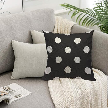 TKS MITLAN White Polka Dot Decorative Pillow Covers on The Black Background - Image 5