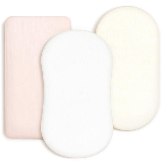 GRSSDER Stretchy Ultra Soft Fitted Bassinet Sheet 3 Pack, Universal Fit by BUYNOW
