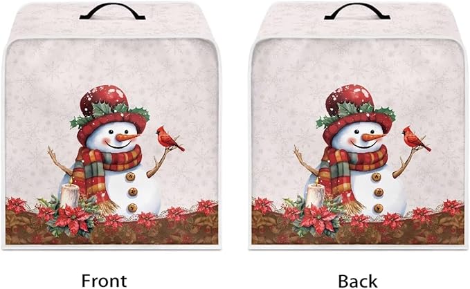 Christmas Coffee Maker Cover, Cute Snowman Cardinal Coffee Dust Protector - Image 2