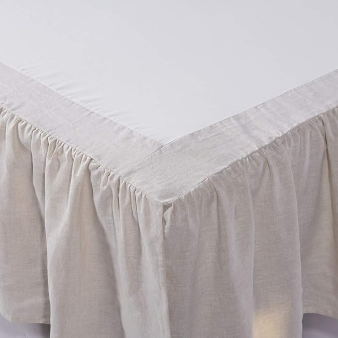 meadow park Washed Linen bedskirt, Queen Size 60" W x 80" L, Drop 16", Super - Image 2