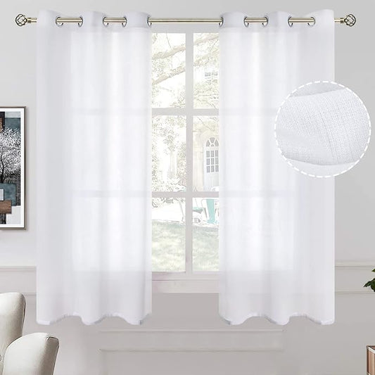 BGment Natural Linen Sheer 63 Inch Curtains 2 Panel Set by BGment