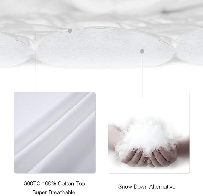 LEISURE TOWN Mattress Pad Queen Size Soft Cotton Mattress Cover, Quilted Fitted - Image 3