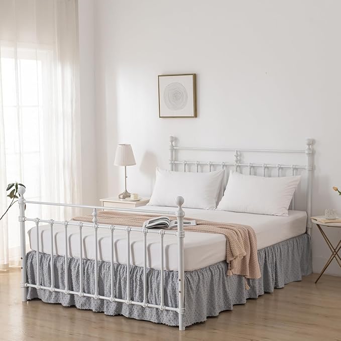 Tufted Dot Bed Skirt Full Size Ruffled Bed Skirt - Image 7