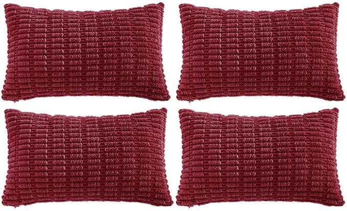Fancy Homi 4 Packs Burgundy Decorative Throw Pillow Covers 14x24 Inch by Fancy+Homi