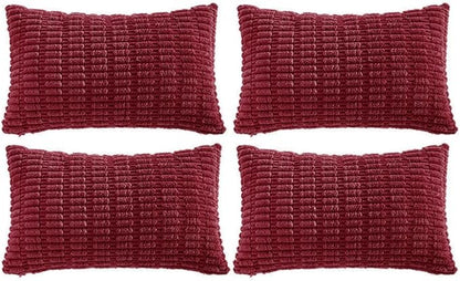 Fancy Homi 4 Packs Burgundy Decorative Throw Pillow Covers 14x24 Inch by Fancy+Homi