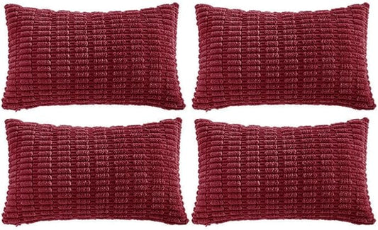 Fancy Homi 4 Packs Burgundy Decorative Throw Pillow Covers 12x20 Inch by Fancy+Homi