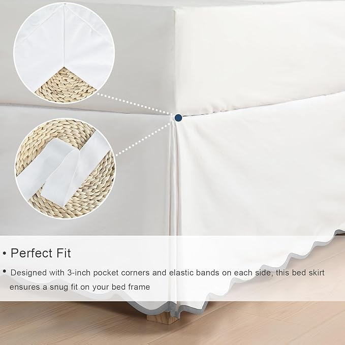 HIG Off White Chic Queen Bed Skirt - Image 4