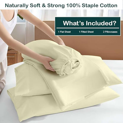 NON Sticky cotton Twin Size Sleeper Sofa Sheets, 4 Piece Egyptian Cotton Bed - Image 3