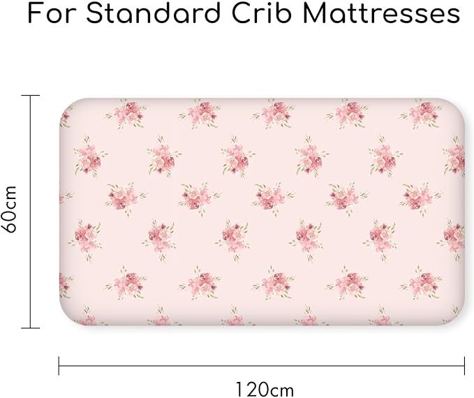 Nap Mat Sheet 47"x24", 3 Pack Pink Floral Baby Crib Sheets Fitted Elastic - Image 5