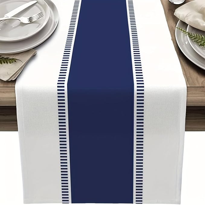 Nautical Striped Table Runner, Modern Dining Table Decor Party by Unknown