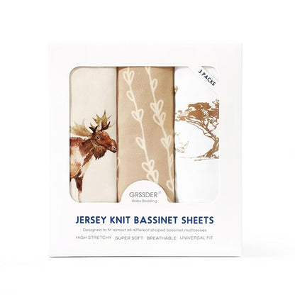 GRSSDER Stretchy Ultra Soft Fitted Bassinet Sheets 3 Pack, Universal Fit - Image 4
