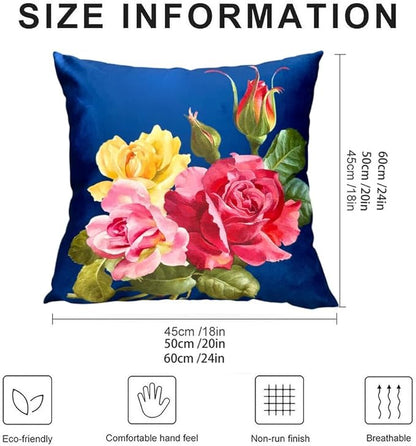 Elegant Decorative Floral Rose Throw Pillow Cover, Double - Image 2