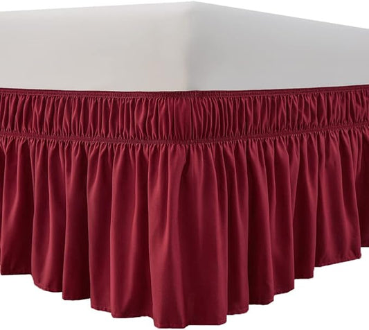 MEILA Wrap Around Bed Skirt Three Fabric Sides Elastic Dust Ruffled 24 Inch by MEILA