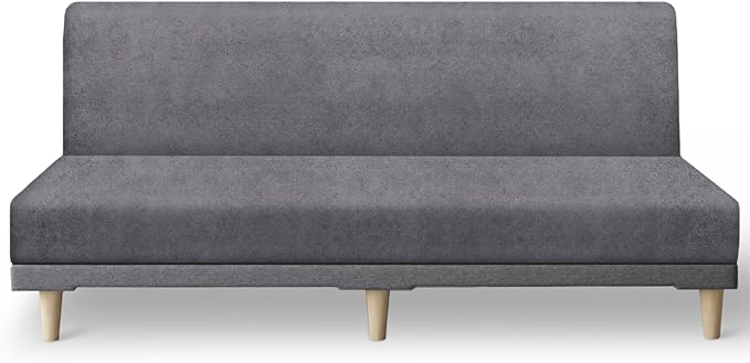 molasofa Leather Like Stretch Futon Slipcover Armless Futon Bed Sofa Cover by Molasofa