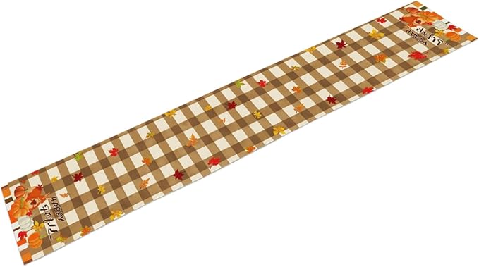 Happy Fall Table Runner, Fall Leaves Squirrel Decor Table Runners, Fall Table - Image 2
