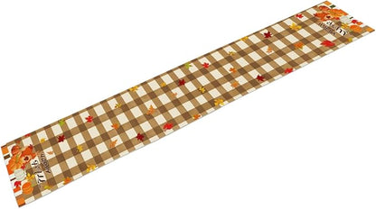 Happy Fall Table Runner, Fall Leaves Squirrel Decor Table Runners, Fall Table - Image 2