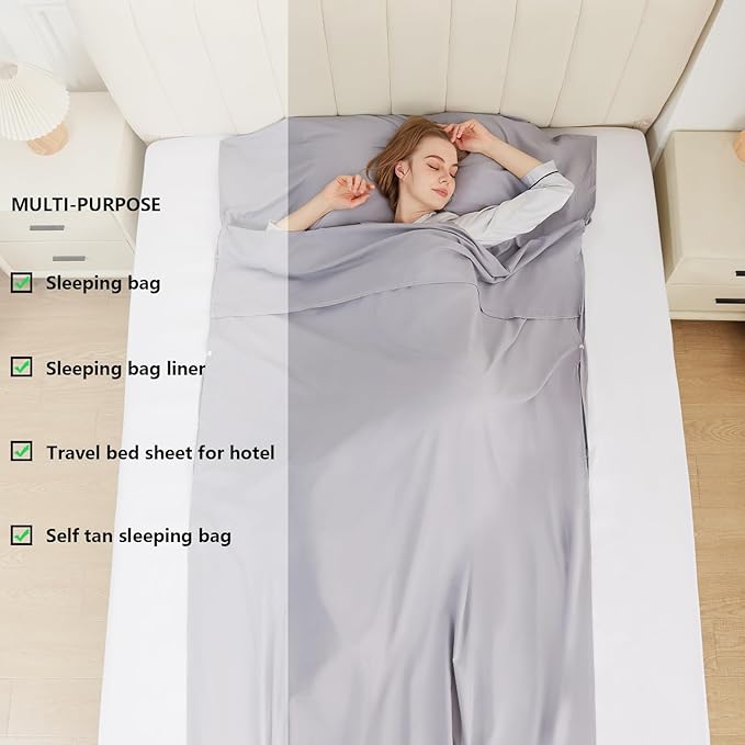 Sleeping Bag Liner Camping Adult Sleep Sack Lightweight Travel Sheet - Image 5