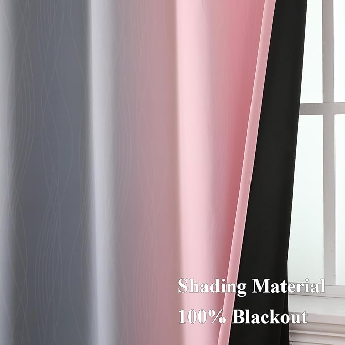 Pink and Grey Blackout Curtains 84 inch Length, Ombre Full Room Darkening - Image 5
