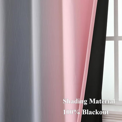 Estelar Textiler Ombre Gray and Pink Blackout Curtains 63 Inch Length 2 Panels - Image 5