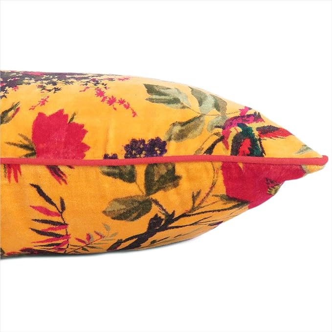 Eyes of India Velvet Floral Flower Bird Throw Pillow Sofa Cushion Cover Case - Image 5