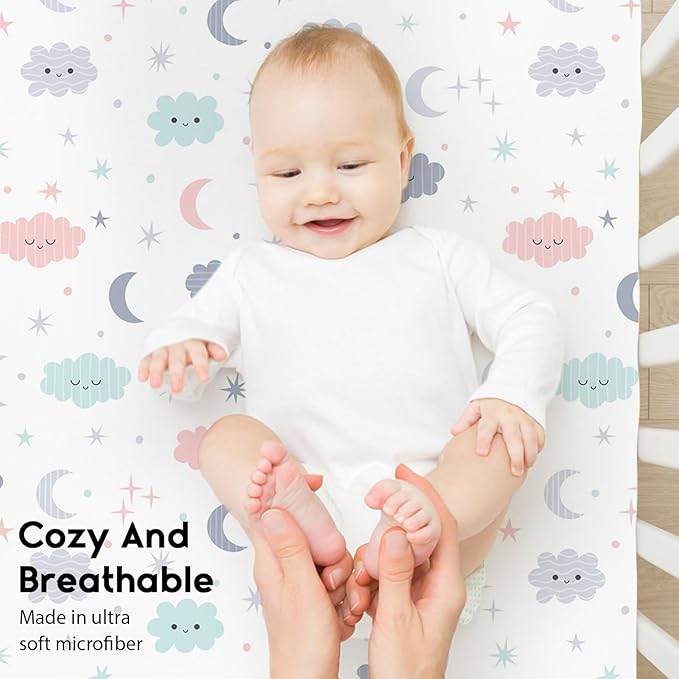 Yoofoss Baby Crib Sheets for Boys Girls, Fitted Crib Sheet 2 Pack for Standard - Image 4
