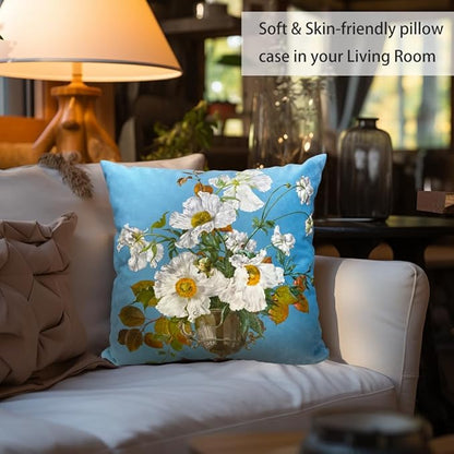 Vintage Floral Bouquet 24x24 Plush Throw Pillow Case, European Classical Oil - Image 4