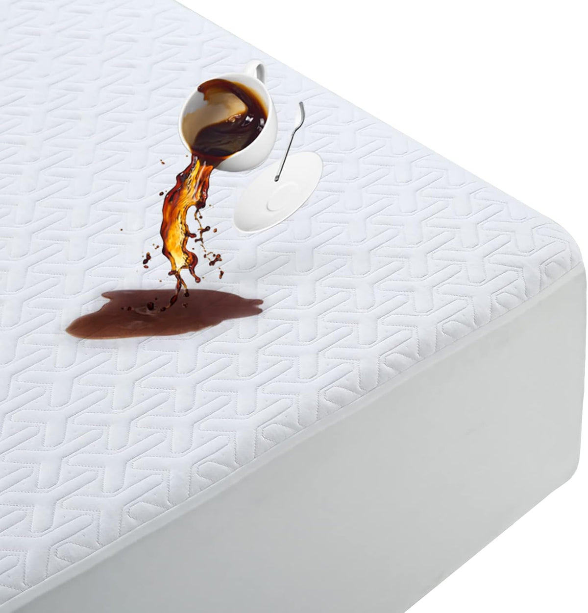 premium king size mattress protector waterproof cooling (white,78"x80"), main product view