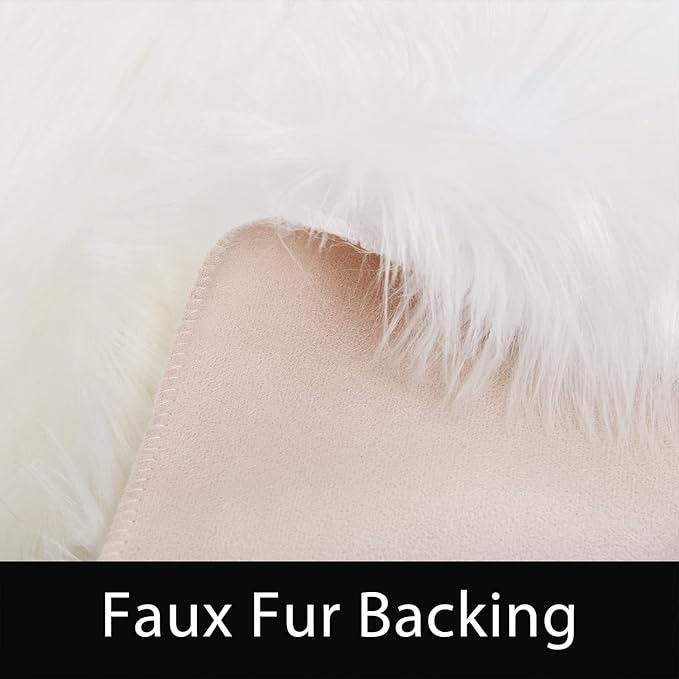 Latepis 5x7 Area Rugs White Furry Faux Sheepskin Rug Washable Fluffy Fur Rug - Image 3