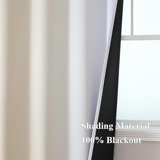 Estelar Textiler Beige and Greyish White Ombre Blackout Curtains 90 Inch Length - Image 5