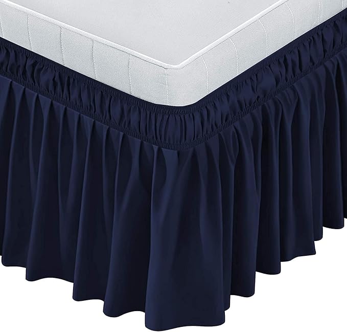Navy Blue Wrap Around Bed Skirts - Image 3