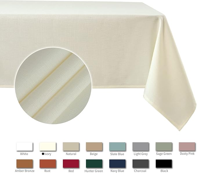 maxmill Slubby Texture Tablecloth Water Resistance Antiwrinkle Spillproof Soft - Image 4