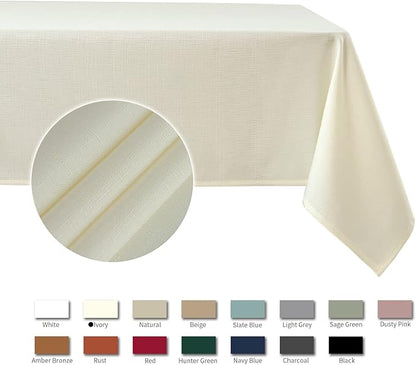 maxmill Faux Linen Textured Rectangle Tablecloth Water Resistant Wrinkle Free - Image 4