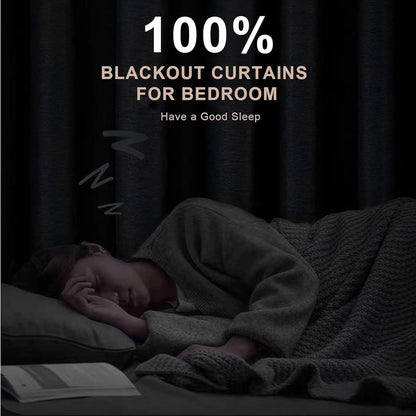 inovaday 100% blackout linen curtains for bedroom 50x84 shown in use