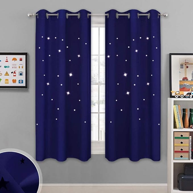 NICETOWN Blackout Curtains for Bedroom, Star Cutout Theme Window Treatments by NICETOWN