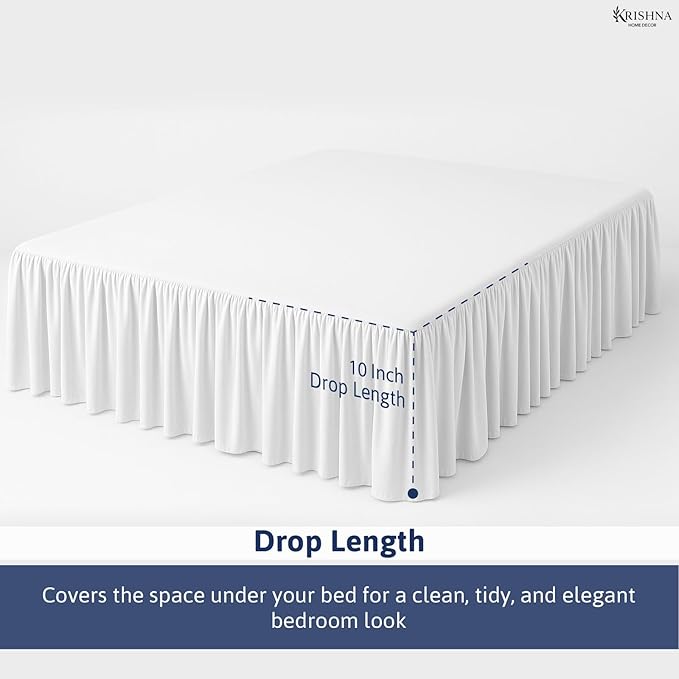 KRISHNA Ruffled Bed Skirt with Split Corners King, 100% Microfiber Hotel Quality - Image 4