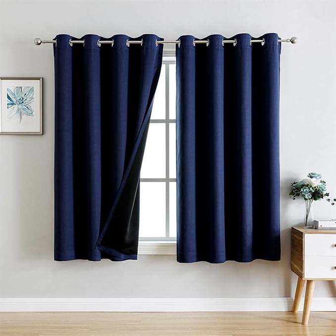 G2000 100% Blackout Curtains for Bedroom Living Room 63 Inch Length Navy Blue - Image 9