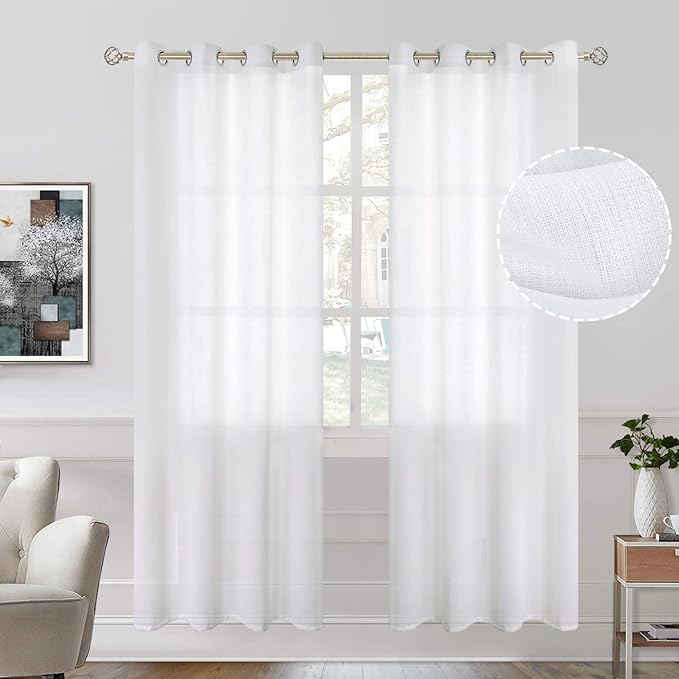 BGment White Sheer Curtains 72 Inches Long by BGment