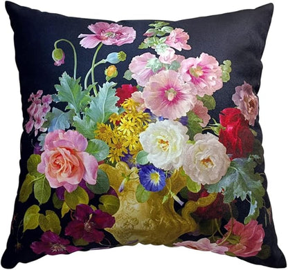 Elegant 24x24 Velvet Floral Pillow Cover, Double Sides Victorian Retro Floral by whooplaArt